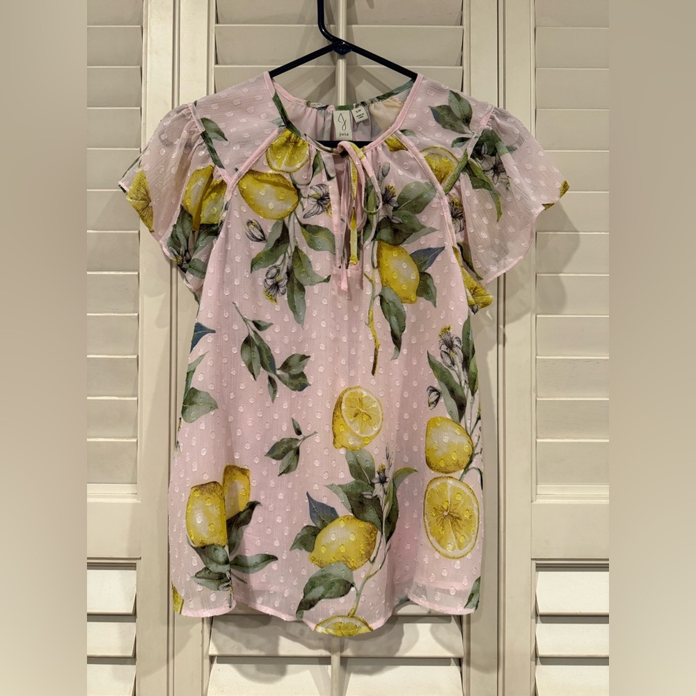 Joie Lemon Print Flowy Top Women’s Size Small